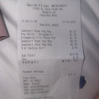 QuikTrip - the receipt where they overcharged me - Gas Stations Near Me - Phoenix, Arizona QuikTrip - the receipt where they overcharged me - Gas Stations Near Me - Phoenix, Arizona