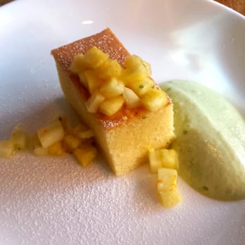 Little Fish - Ginger pineapple cake and basil creme anglaise (Sunday dinner course 5) - Seafood Near Me - Philadelphia, Pennsylvania Little Fish - Ginger pineapple cake and basil creme anglaise (Sunday dinner course 5) - Seafood Near Me - Philadelphia, Pennsylvania