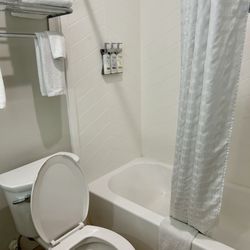 Holiday Inn Express & Suites Galveston Beach - Restroom is clean, no hooks on the door