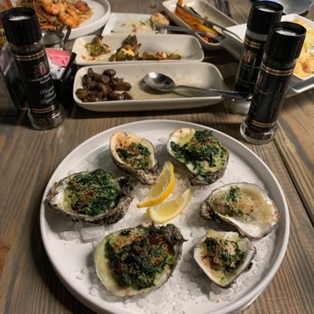 Miramar Raw Bar & Tapas - Rockefeller oysters, mushrooms, and Brussels sprouts. My brothers had the gulf coast shrimp linguine and lobster Mac n cheese. - Tapas/Small Plates Near Me - Macon, Georgia Miramar Raw Bar & Tapas - Rockefeller oysters, mushrooms, and Brussels sprouts. My brothers had the gulf coast shrimp linguine and lobster Mac n cheese. - Tapas/Small Plates Near Me - Macon, Georgia