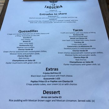 La Taquería - The menu - Mexican Near Me - Belfast, BFS