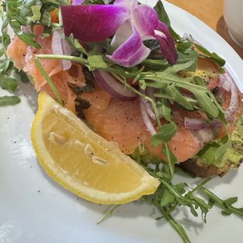 Old Town Caffe - Salmon avocado toast - I added arugula - Coffee & Tea Near Me - Pasadena, California