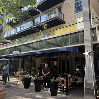 Pinched on the River - The exterior from the river walk - Mediterranean Near Me - Chicago, Illinois