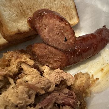 Woody's Bar-B-Q - Carolina Pulled Pork and A Sausage Link - Barbeque Near Me - Jacksonville, Florida Woody's Bar-B-Q - Carolina Pulled Pork and A Sausage Link - Barbeque Near Me - Jacksonville, Florida