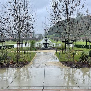 Girard Winery - View from the winery door down to the entrance driveway - Wine Tasting Room Near Me - Calistoga, California