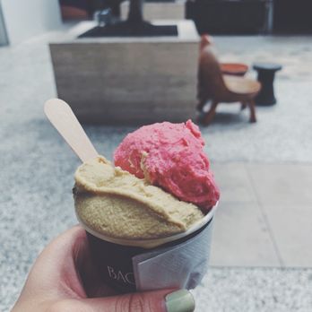 Bacio di Latte - Pistachio and raspberry sorbet - Ice Cream & Frozen Yogurt Near Me - Los Angeles, California