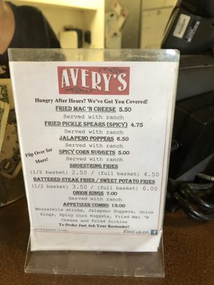 Menu photo 1 Avery's Springerville, AZ