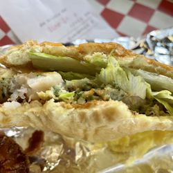 Fresh Burger - Side view of the Shrimp Burger