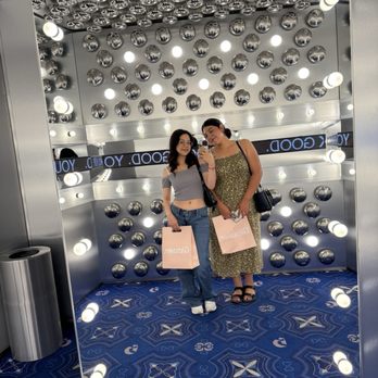 Glossier Las Vegas - Selfie room. The words behind us say 'YOU LOOK GOOD' - Cosmetics & Beauty Supply Near Me - Las Vegas, Nevada Glossier Las Vegas - Selfie room. The words behind us say 'YOU LOOK GOOD' - Cosmetics & Beauty Supply Near Me - Las Vegas, Nevada