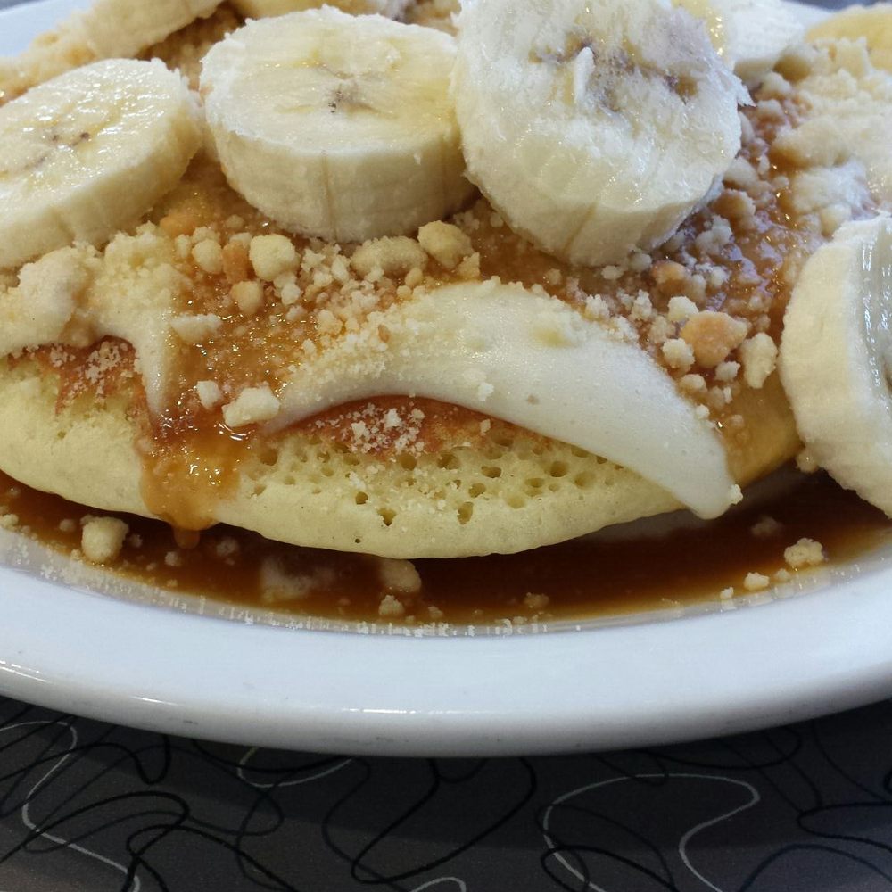 Denny's - The salted caramel and banana cream pancakes. Super good! - Diners Near Me - Marshall, Michigan