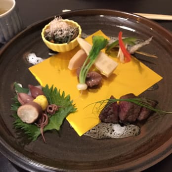 Yoichi's - Appetizer selection - wagu good, baby squid not my thing - Japanese Near Me - Santa Barbara, California