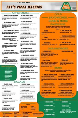 Menu photo 1 Pats Pizza Machias, ME
