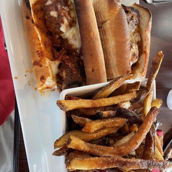 Fire Engine Pizza Company - Meatball grinder and fries - Pizza Near Me - Shelton, Connecticut