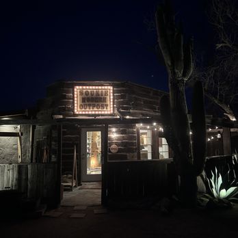 Pioneertown - Outside a store at night - Landmarks & Historical Buildings Near Me - Pioneertown, California