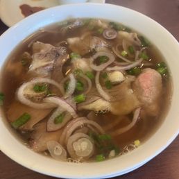 Eye round steak and fatty brisket regular pho