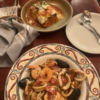 Antica Trattoria - Lasagna (behind), Linguine (front) - Italian Near Me - La Mesa, California Antica Trattoria - Lasagna (behind), Linguine (front) - Italian Near Me - La Mesa, California