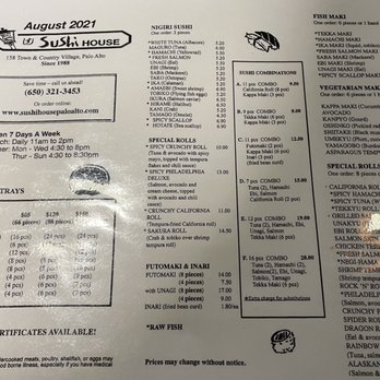 Sushi House - Menu2 - Sushi Bars Near Me - Palo Alto, California