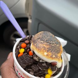 Spoons Ice Cream & Cereal Bar - Ice Cream Swirl w/ Reeses Pieces, Oreos, & a Toasted Marshmellow