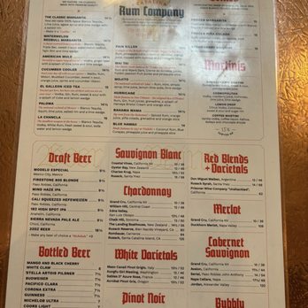 El Galleon - Drinks Menu - American Near Me - Avalon, California