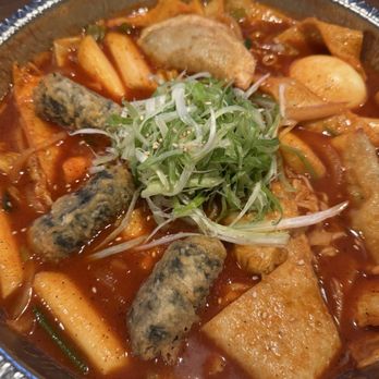Misoolkwan OC - $23 MISOOLKWAN TTEOK-BOKKI: AMAZING! spicy & sweet. Has hard boiled egg, fish egg things, fried dumplings, rice cakes and ramen noodles! - Korean Near Me - Buena Park, California