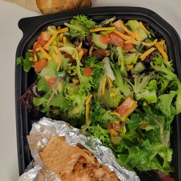 Salmon, salad, and bread Salmon, salad, and bread