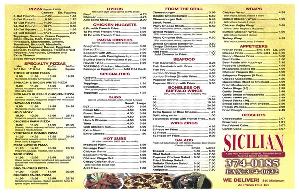 Menu photo 4 Sicilian Pizzeria Schenectady, NY Menu photo 4 Sicilian Pizzeria Schenectady, NY