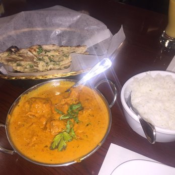 Annapurna Grill - Chicken Tikka Masala with garlic naan bread - Indian Near Me - Pasadena, California