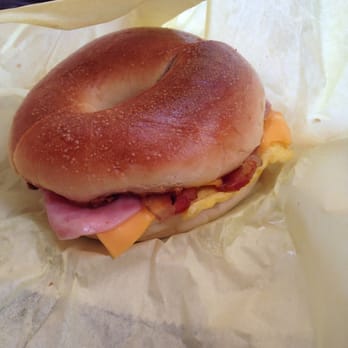 Mama's Donuts - Bagel with eggs, bacon, ham and cheese!! Yum! - Donuts Near Me - Van Nuys, California Mama's Donuts - Bagel with eggs, bacon, ham and cheese!! Yum! - Donuts Near Me - Van Nuys, California