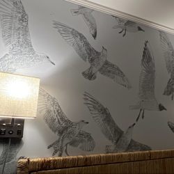 Seabirds Motel At Kure Beach - The wallpaper accent! Love it!