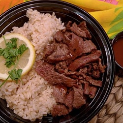 Prince Kuhio Ho'olaule'a Festival - Beef bowl with Guava sauce from D's Tangy Bowls