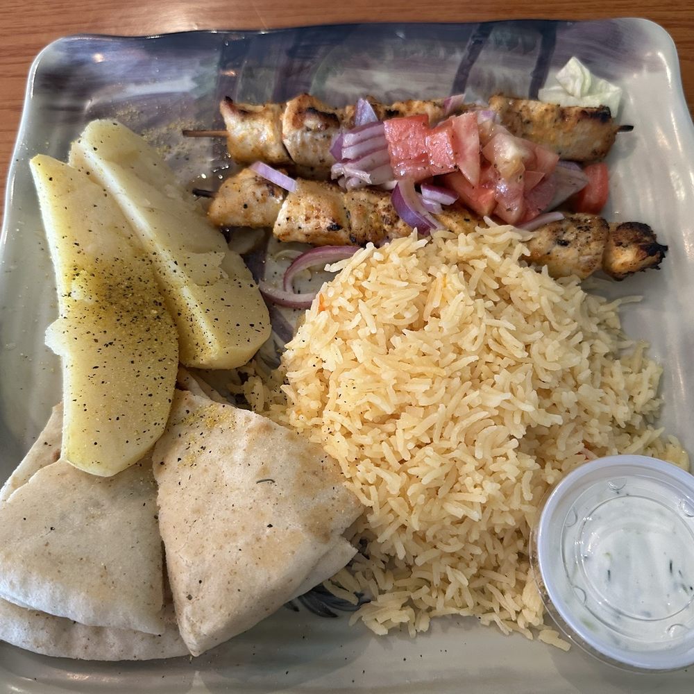 Souvlaki On A Stick with potatoes and Rice Souvlaki On A Stick with potatoes and Rice