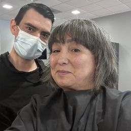 Freshly trimmed .. love my "Wannabe Rocker" bangs .. with hair stylist Armando. Freshly trimmed .. love my "Wannabe Rocker" bangs .. with hair stylist Armando.