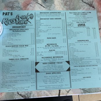 Pat's Riverfront Cafe - Table menu - American Near Me - Port Orange, Florida Pat's Riverfront Cafe - Table menu - American Near Me - Port Orange, Florida