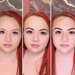 Art Meets Beauty - Bare brows, client's makeup and immediately after procedure. Brows will lighten 20-40% after healing of initial procedure.