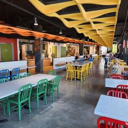 Several great food options in a clean, modern food hall