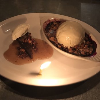 No. 246 - Blueberry cobbler with vanilla ice cream & a slice of chocolate cheesecake with candied walnuts and house made whipped cream - Italian Near Me - Decatur, Georgia No. 246 - Blueberry cobbler with vanilla ice cream & a slice of chocolate cheesecake with candied walnuts and house made whipped cream - Italian Near Me - Decatur, Georgia