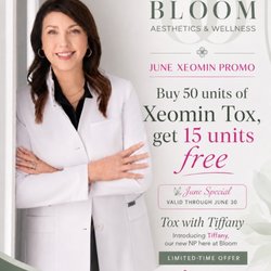 Tox with Tiffany, NP.
By 50 units of Xeomin and get 15 units FREE!!
Extended through September.