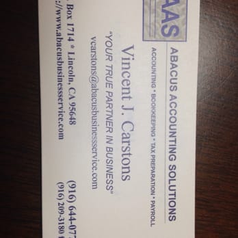 Abacus Accounting Solutions - Vincent's business card - Accountants Near Me - Roseville, California Abacus Accounting Solutions - Vincent's business card - Accountants Near Me - Roseville, California