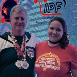 Salter Strength Systems - My father and I in Mongolia at the Masters World Championship.