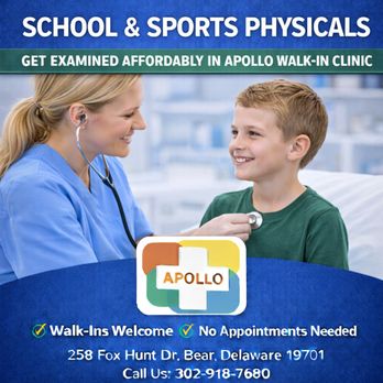 Apollo - Apollo Walk-In Clinic offers fast urgent care in Bear, DE for sickness, injuries & tests. Walk-ins welcome. Call 302-918-7680 - Walk-in Clinics Near Me - Bear, Delaware Apollo - Apollo Walk-In Clinic offers fast urgent care in Bear, DE for sickness, injuries & tests. Walk-ins welcome. Call 302-918-7680 - Walk-in Clinics Near Me - Bear, Delaware