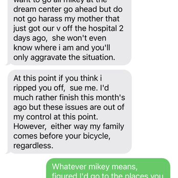 Triple Crossed BMX - She sets expectations and get mad when you believe her. This went on the entire 7 months I dealt with her - Bike Repair/Maintenance Near Me - Las Cruces, New Mexico