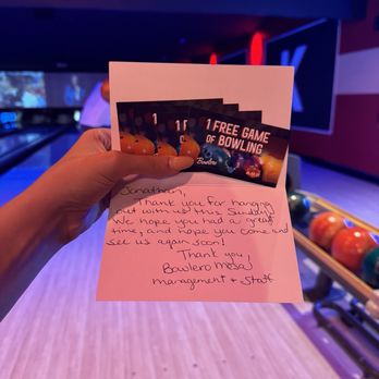 Bowlero Mesa - Handwritten Card from Managers - Venues & Event Spaces Near Me - Mesa, Arizona