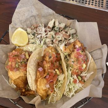 Sam's Tavern - Fish tacos with German potato salad (5/5) - Sports Bars Near Me - San Francisco, California Sam's Tavern - Fish tacos with German potato salad (5/5) - Sports Bars Near Me - San Francisco, California
