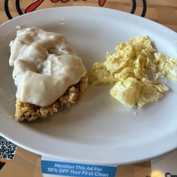 Judy's Cafe - My 1/2 Chicken Fried Steak & eggs - American Near Me - Garland, Texas