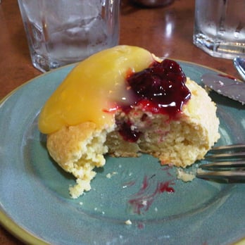 Linn's Restaurant - olallieberry and lemon (curd!) scone - American Near Me - Cambria, California Linn's Restaurant - olallieberry and lemon (curd!) scone - American Near Me - Cambria, California