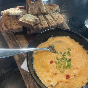 Blueprint on 3rd - Baked Pimento cheese with charred pimpernickel bread - American Near Me - Birmingham, Alabama
