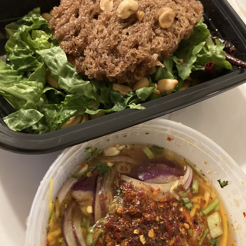 Charm Thai - Yum Pla Dook Fu (Cat fish salad) - one of the local street thai food. - Thai Near Me - Silver Spring, Maryland Charm Thai - Yum Pla Dook Fu (Cat fish salad) - one of the local street thai food. - Thai Near Me - Silver Spring, Maryland