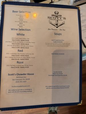 Menu photo 1 Scott's Chowder House San Francisco, CA Menu photo 1 Scott's Chowder House San Francisco, CA