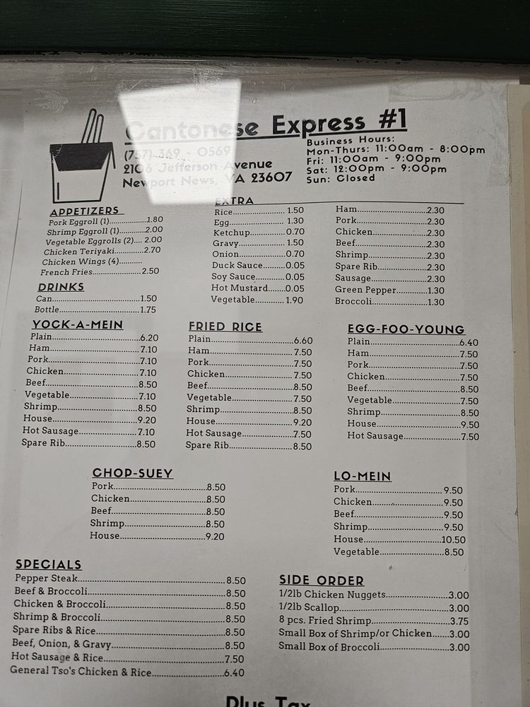 CANTONESE EXPRESS 1 Updated September 2024 2106 Jefferson Ave