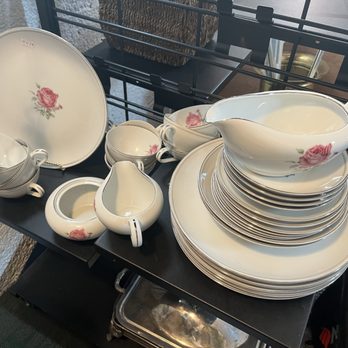 Crimson and Clover Thrift - Simple pink rose china set - Thrift Stores Near Me - Ashland, Virginia